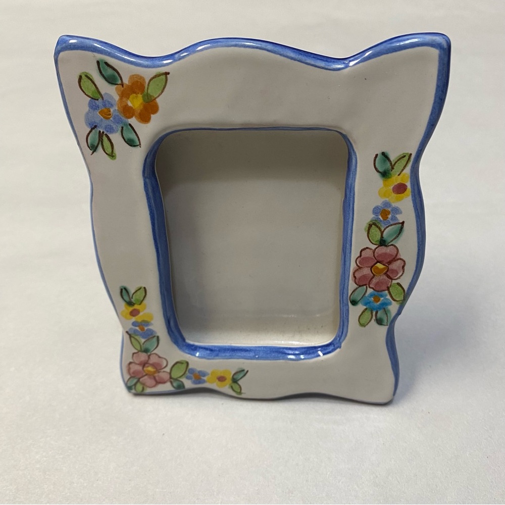 La Vietrese Italy Picture Frame Ceramic Hand Painted Colorful Floral Collectible